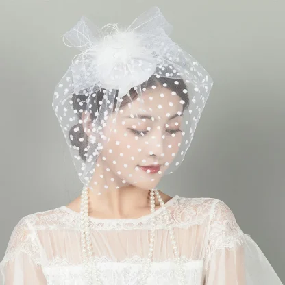 Fancy Fascinator with Polka Dot Net Veil - Image 6