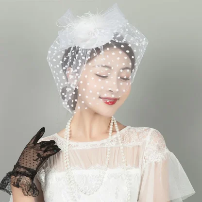 Fancy Fascinator with Polka Dot Net Veil - Image 5