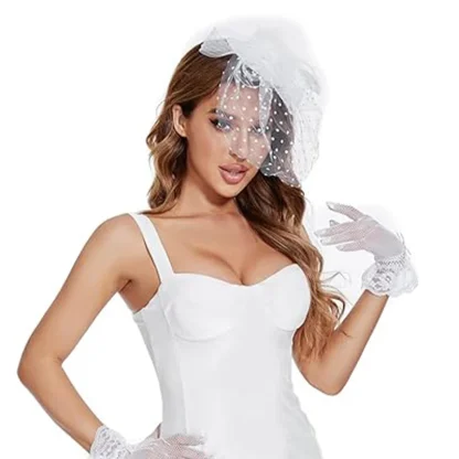 Fancy Fascinator with Polka Dot Net Veil - Image 8