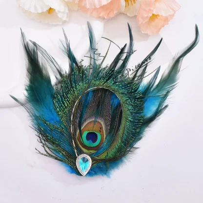 Cocktail Hat with Peacock Faux Feather - Image 2