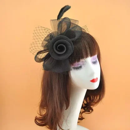 Elegant Fascinator with Floral Net Veil - Image 3