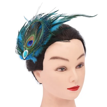 Cocktail Hat with Peacock Faux Feather - Image 8