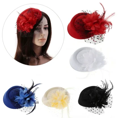 Fascinator with Polka Dot Mesh Design - Image 4