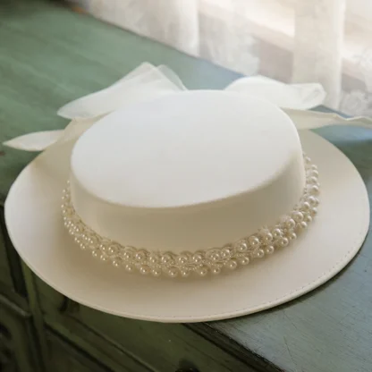 Bowknot Elegant Top Hat Beaded Headpiece - Image 4