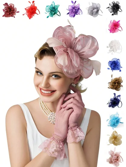 Elegant Floral Decor Headpiece for Tea Party - Image 2