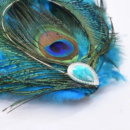 Cocktail Hat with Peacock Faux Feather - Image 4