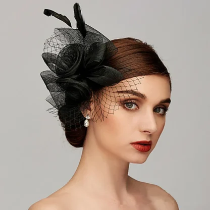 Elegant Fascinator with Floral Net Veil