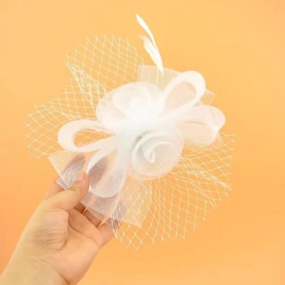 Elegant Fascinator with Floral Net Veil - Image 4