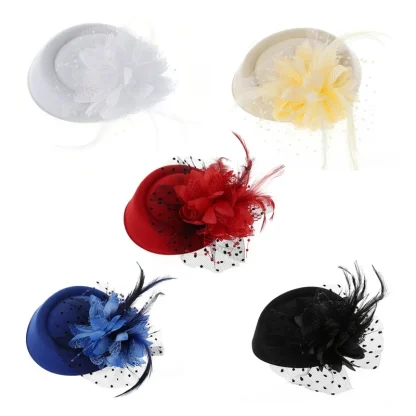 Fascinator with Polka Dot Mesh Design - Image 2