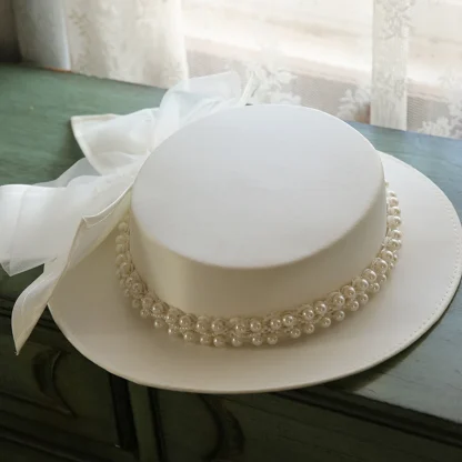 Bowknot Elegant Top Hat Beaded Headpiece - Image 2