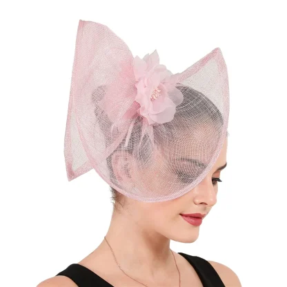 Floral Cocktail Hat with Twisted Disc Design - Image 4