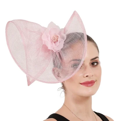 Floral Cocktail Hat with Twisted Disc Design - Image 6