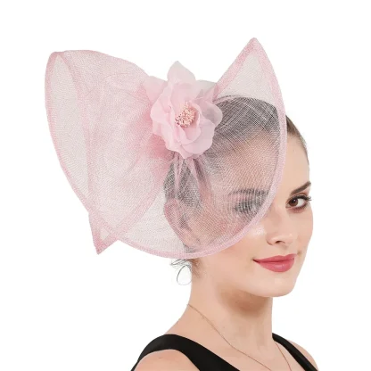 Floral Cocktail Hat with Twisted Disc Design - Image 7