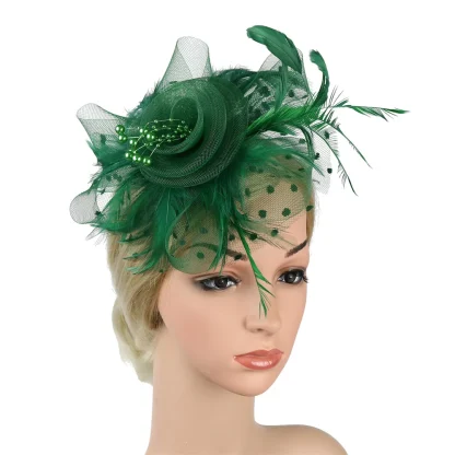 Sheer Polka Dot Fascinator with Floral - Image 6