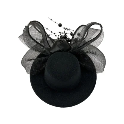 Retro Mini Top Hat Black Fasinator - Image 2