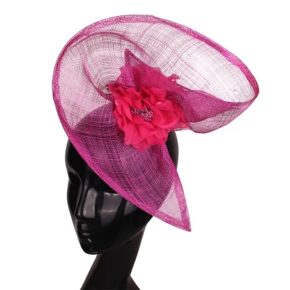 Floral Cocktail Hat with Twisted Disc Design - Image 9