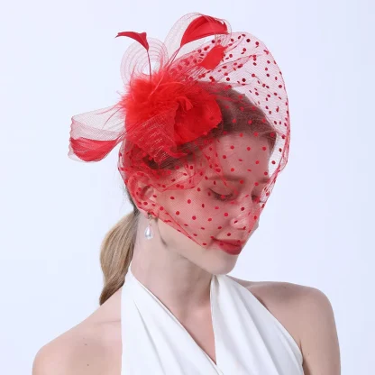 Polka Dot Net Veil Fascinator for Wedding - Image 5