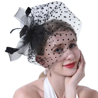 Polka Dot Net Veil Fascinator for Wedding