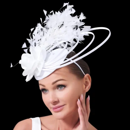 Solid Color Fascinator with Multilayered Design - Image 10