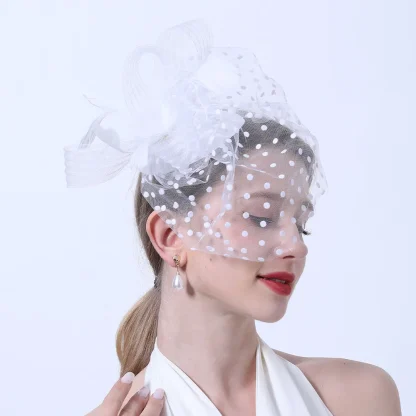 Polka Dot Net Veil Fascinator for Wedding - Image 4