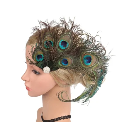 Faux Peacock Feather Headpiece with Clip