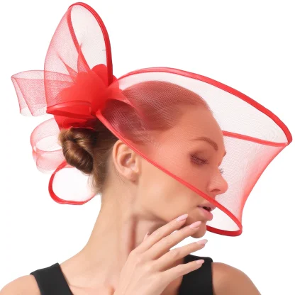 Exaggerated Mesh Bow Cocktail Hat - Image 4