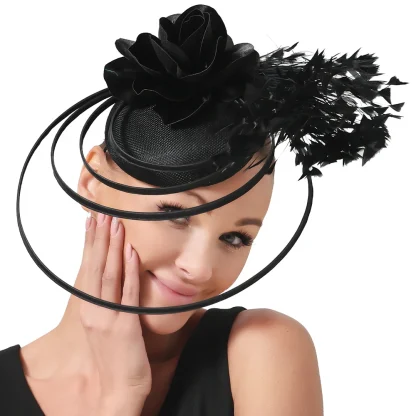 Solid Color Fascinator with Multilayered Design - Image 9