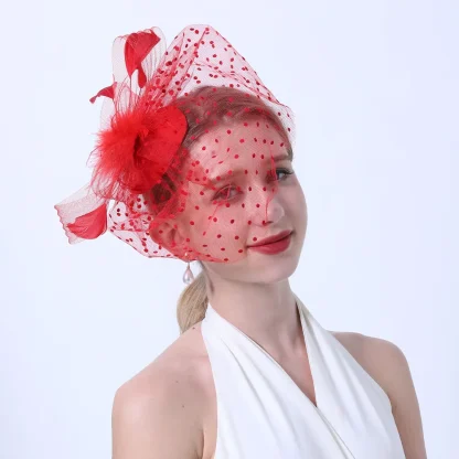 Polka Dot Net Veil Fascinator for Wedding - Image 6