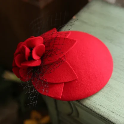 Elegant Pillbox Cocktail Hat with Floral - Image 4