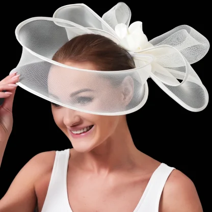 Exaggerated Mesh Bow Cocktail Hat - Image 2