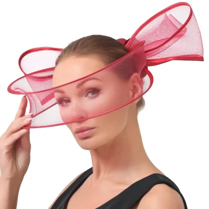 Exaggerated Mesh Bow Cocktail Hat - Image 5