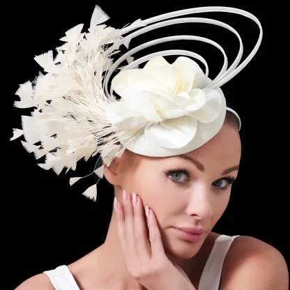 Solid Color Fascinator with Multilayered Design - Image 4