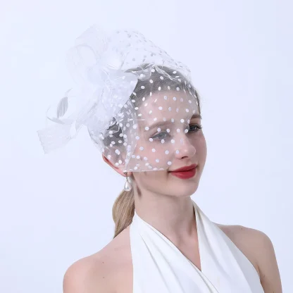 Polka Dot Net Veil Fascinator for Wedding - Image 3