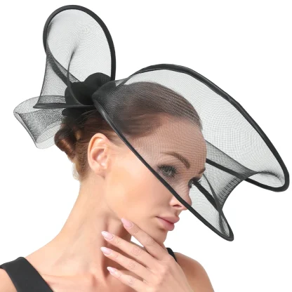 Exaggerated Mesh Bow Cocktail Hat - Image 12