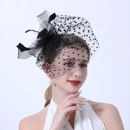 Polka Dot Net Veil Fascinator for Wedding - Image 2