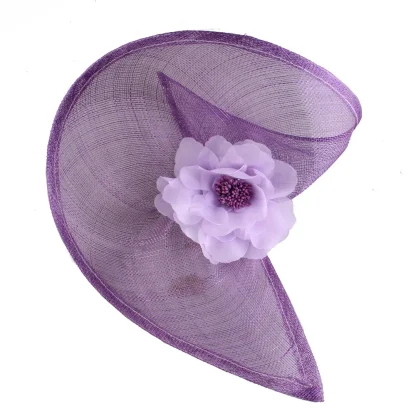 Floral Cocktail Hat with Twisted Disc Design - Image 5