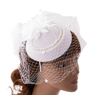 Vintage-style Cocktail Hat with Mesh Veil