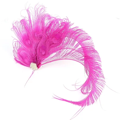 Faux Peacock Feather Headpiece with Clip - Image 11