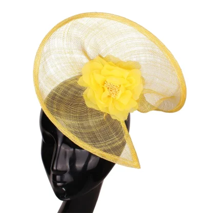 Floral Cocktail Hat with Twisted Disc Design - Image 3