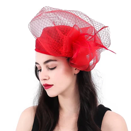 Sheer Pillbox Fascinator with Net Design - Image 2