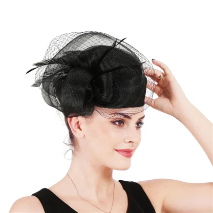 Sheer Pillbox Fascinator with Net Design - Image 9