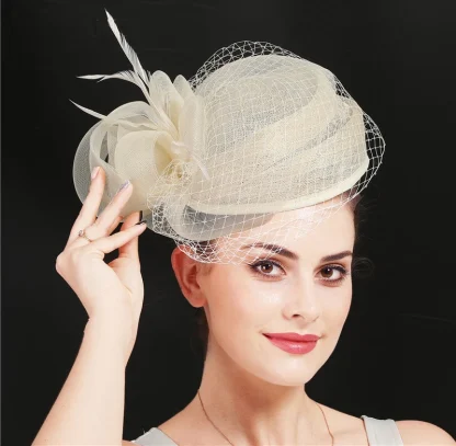 Sheer Pillbox Fascinator with Net Design - Image 6